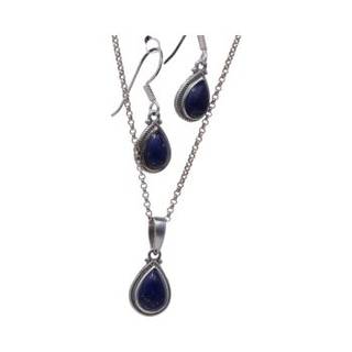 Luxe Lapis Lazuli Tear Drop Pendant and Earrings Set - Handcrafted Gemstone Jewelry
