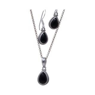 Sterling Silver Black Onyx Tear Drop Jewelry Set - Perfect for Any Occasion!