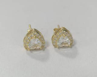 Gold Plated Halo Heart Earrings - Elegant Women's Jewelry, Dainty Gift Ideas