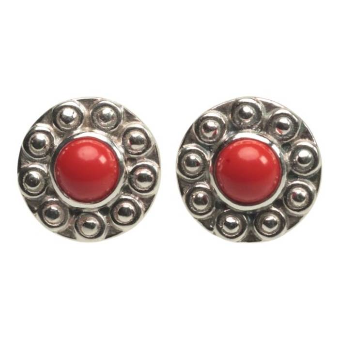 Elegant Sunflower Shaped Red Coral Earrings in 92.5 Sterling Silver | Unique Handmade Jewelry