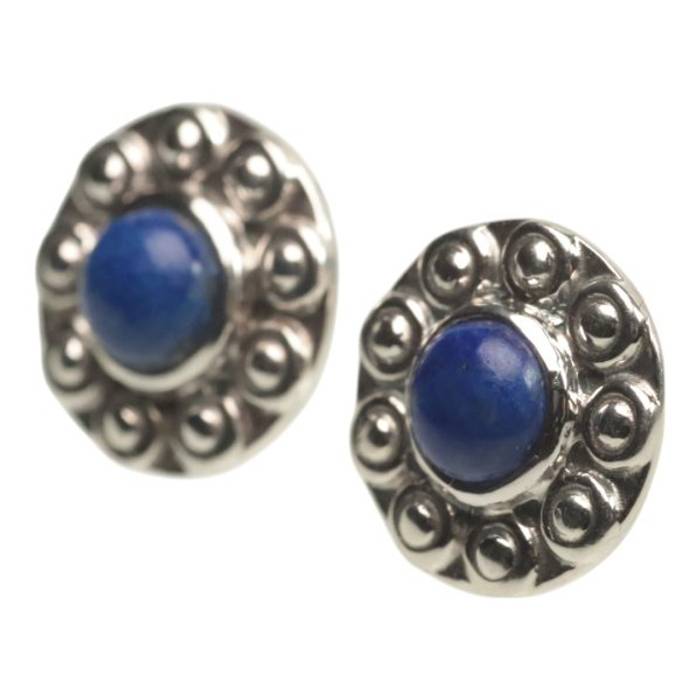 Handmade Sunflower Shape Lapis Lazuli Stud Earrings | 92.5 Sterling Silver Jewelry - Image 3