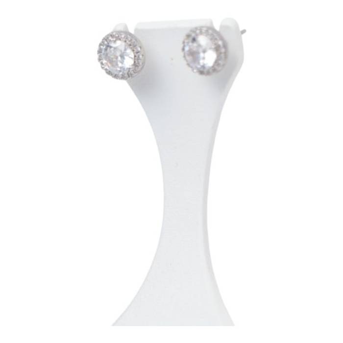 White Gold Plated Cubic Zirconia Stud Earrings – Sparkling Hypoallergenic Jewelry for Women - Image 2