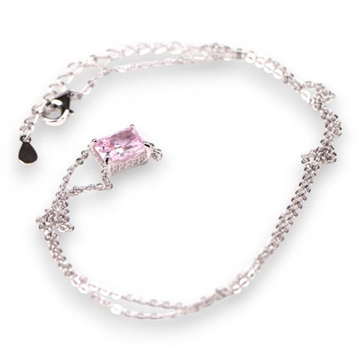 Pink Cubic Zirconia Pendant Necklace – White Gold Plated Sterling Silver Jewelry - Image 3