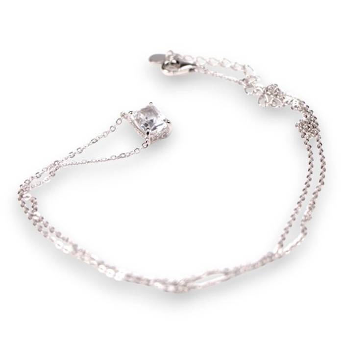 White Gold Plated Sterling Silver Box Pendant Necklace – Cubic Zirconia Jewelry for Women - Image 2