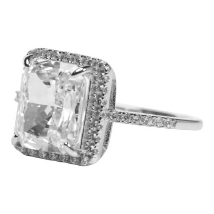 Sterling Silver Box Ring with Cubic Zirconia – Elegant Women’s Jewelry Gift – Image 8