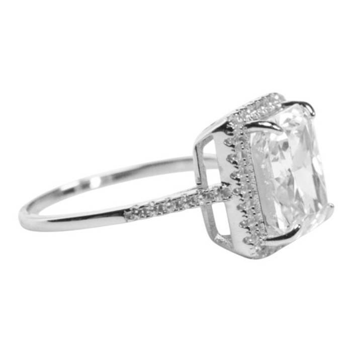 Sterling Silver Box Ring with Cubic Zirconia – Elegant Women’s Jewelry Gift – Image 6