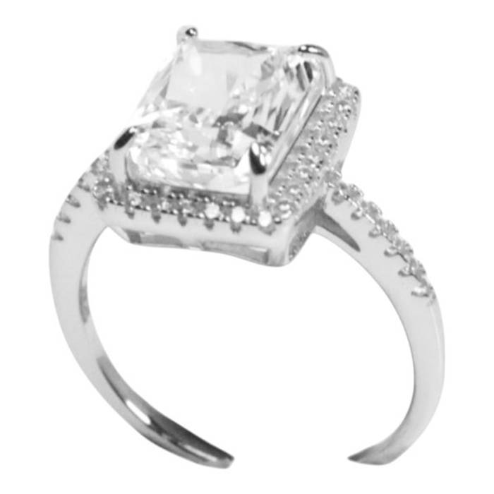 Sterling Silver Box Ring with Cubic Zirconia – Elegant Women’s Jewelry Gift – Image 4
