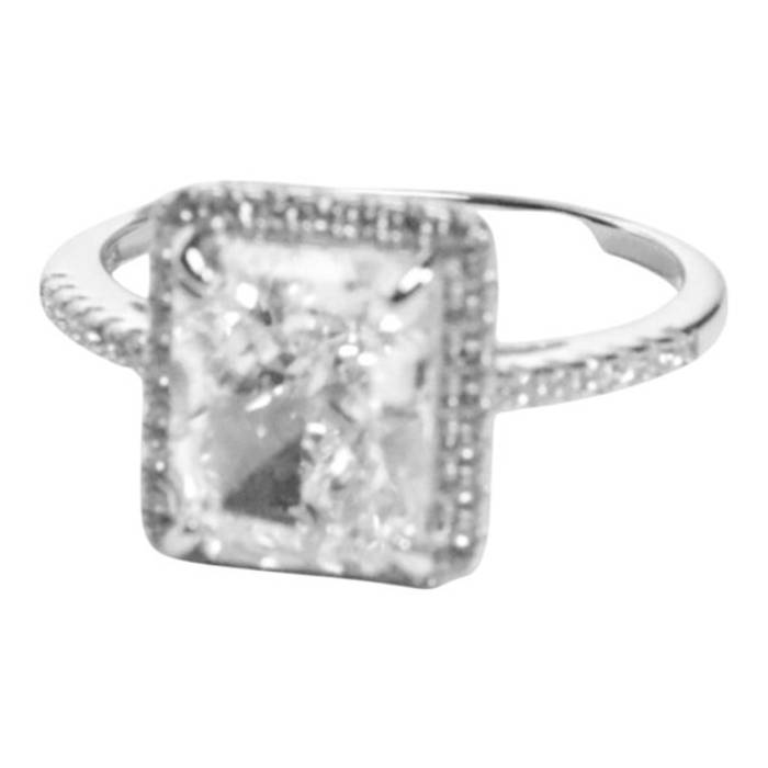 Sterling Silver Box Ring with Cubic Zirconia – Elegant Women’s Jewelry Gift – Image 3