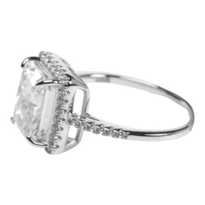 Sterling Silver Box Ring with Cubic Zirconia – Elegant Women’s Jewelry Gift – Image 2