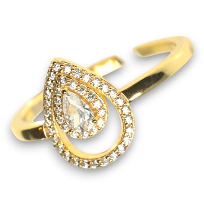 Stunning 18K Gold Plated Sterling Silver Teardrop Cubic Zirconia Ring – Elegant Women's Jewelry - Image 3