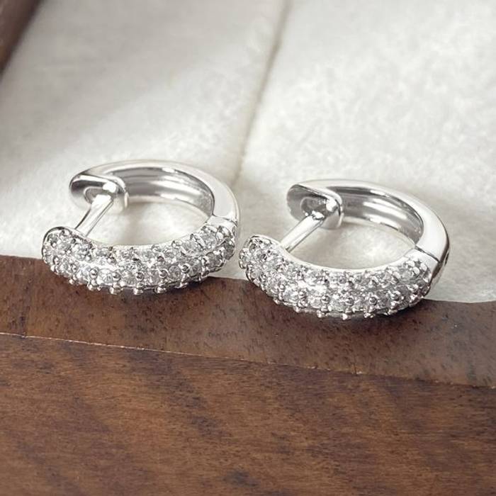Sparkle and Shine: Sterling Silver Hoop Earrings with Cubic Zirconia Accents - A Must-Have for Every Jewelry Collection! – Image 12