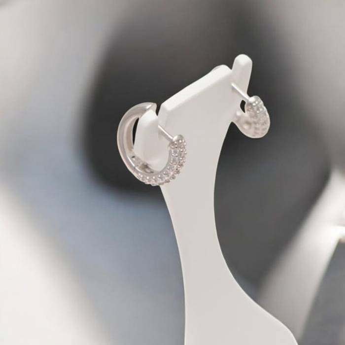 Sparkle and Shine: Sterling Silver Hoop Earrings with Cubic Zirconia Accents - A Must-Have for Every Jewelry Collection! – Image 11