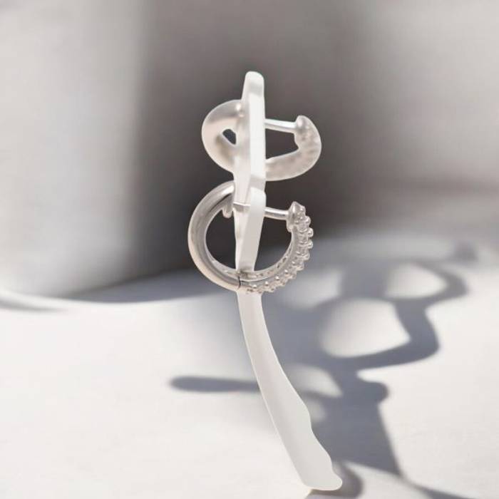 Sparkle and Shine: Sterling Silver Hoop Earrings with Cubic Zirconia Accents - A Must-Have for Every Jewelry Collection! – Image 10