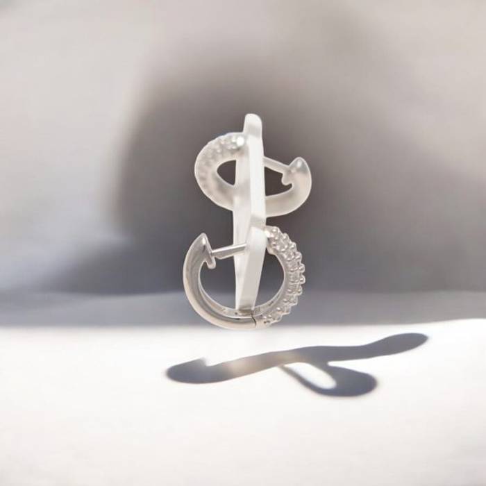 Sparkle and Shine: Sterling Silver Hoop Earrings with Cubic Zirconia Accents - A Must-Have for Every Jewelry Collection! – Image 4