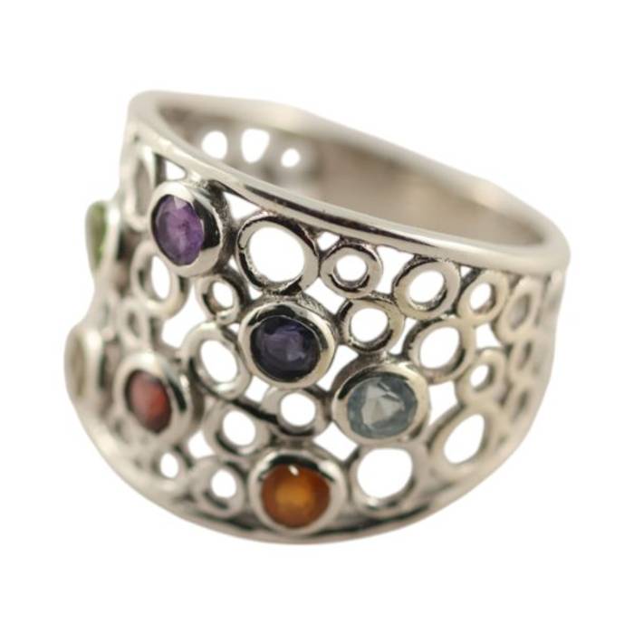 Stunning Multi Stone Round Modern Ring - Perfect for Any Occasion! – Image 6
