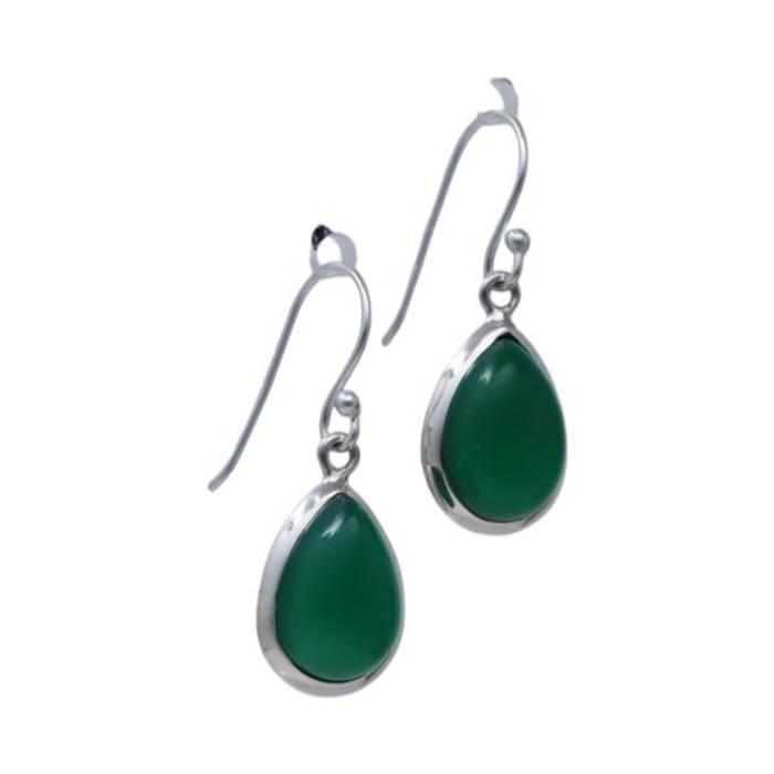 Green Onyx Sterling Silver Drop Earrings - Image 4