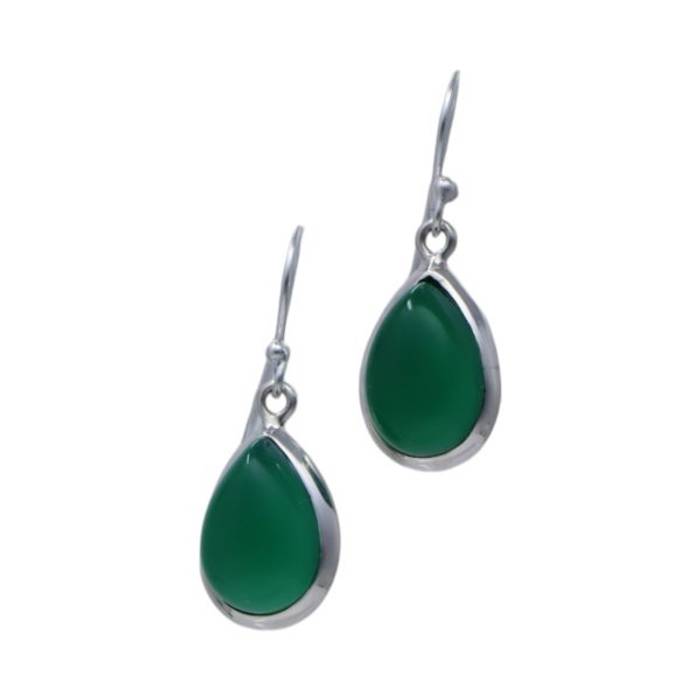 Green Onyx Sterling Silver Drop Earrings - Image 3