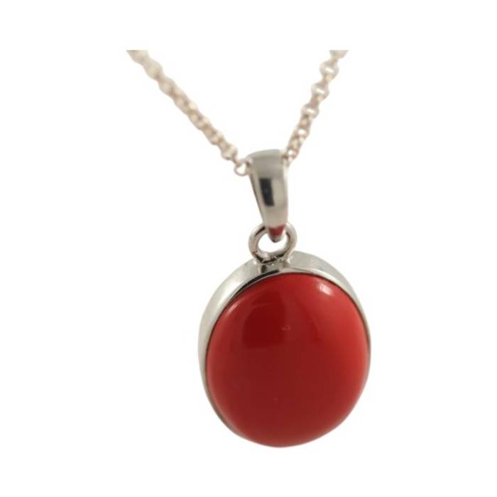 Enhance Your Style with Our Red Coral Silver Oval Pendant - Exquisite Handcrafted Jewelry – Image 4