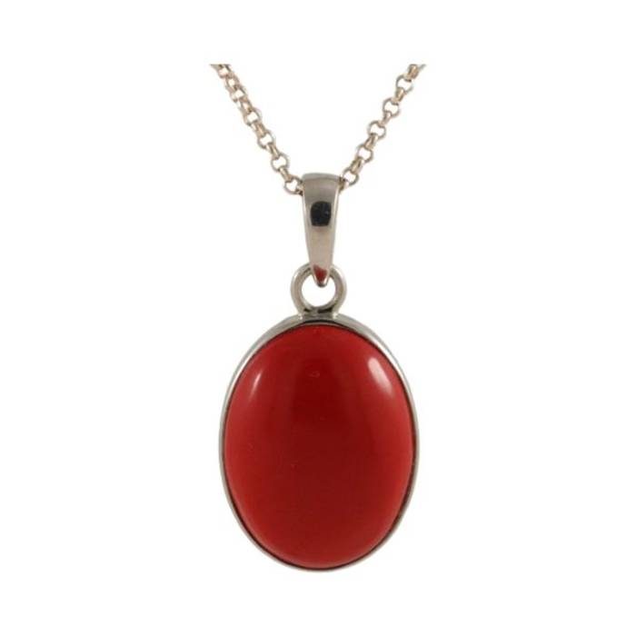 Enhance Your Style with Our Red Coral Silver Oval Pendant - Exquisite Handcrafted Jewelry