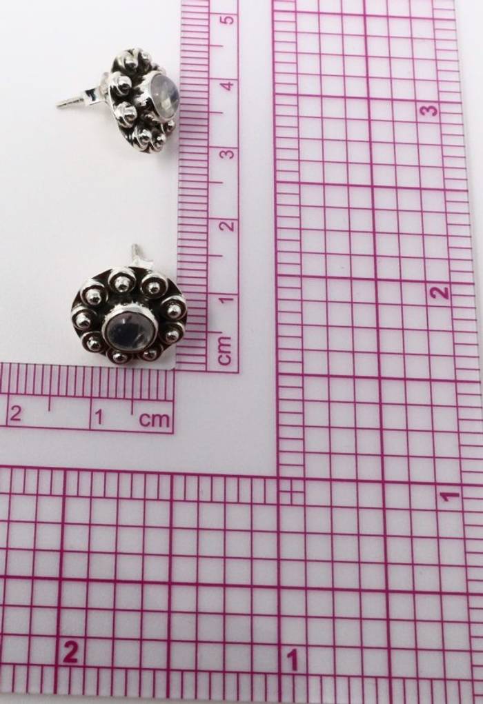 Elegant Sunflower 92.5 Sterling Silver Moonstone Stud Earrings - Stylish Jewelry for Every Occasion – Image 10