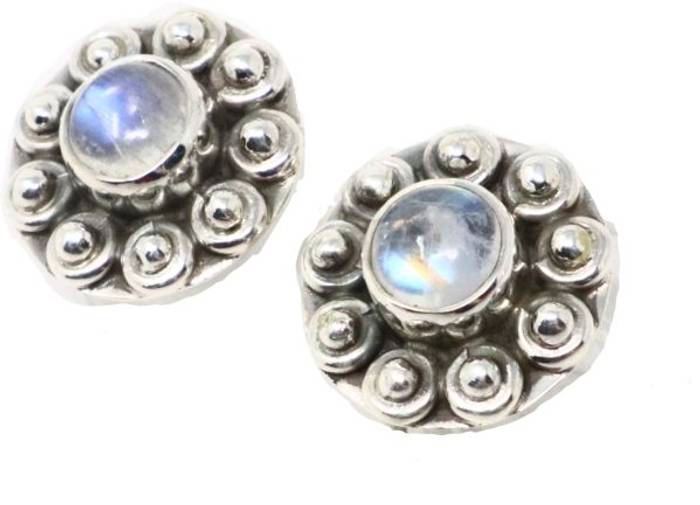 Elegant Sunflower 92.5 Sterling Silver Moonstone Stud Earrings - Stylish Jewelry for Every Occasion – Image 5