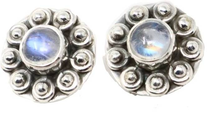 Elegant Sunflower 92.5 Sterling Silver Moonstone Stud Earrings - Stylish Jewelry for Every Occasion – Image 4