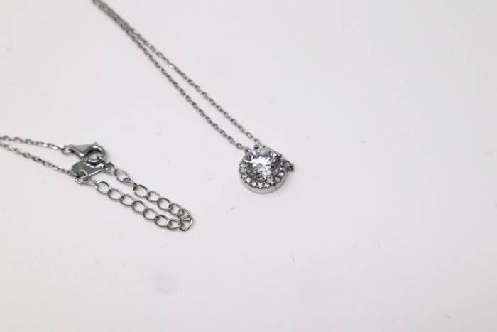 Elegant 92.5 Sterling Silver Cubic Zirconia Necklace Set - Sparkling Silver Chain Jewelry – Image 15