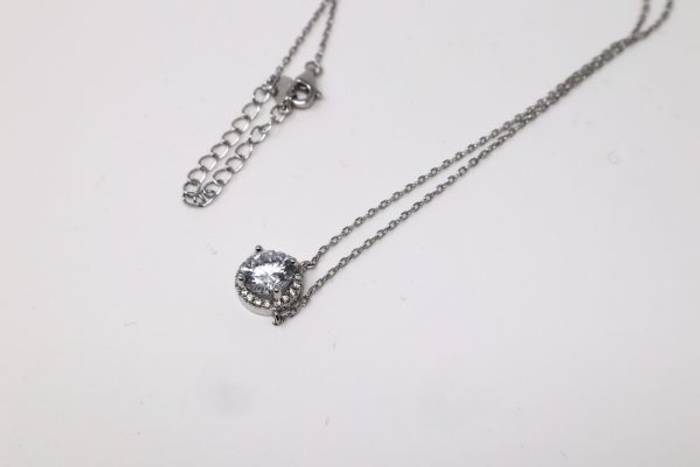 Elegant 92.5 Sterling Silver Cubic Zirconia Necklace Set - Sparkling Silver Chain Jewelry – Image 14