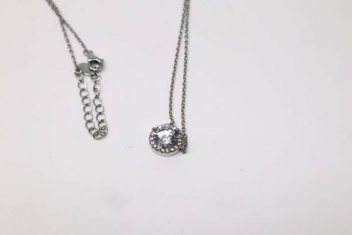 Elegant 92.5 Sterling Silver Cubic Zirconia Necklace Set - Sparkling Silver Chain Jewelry – Image 11
