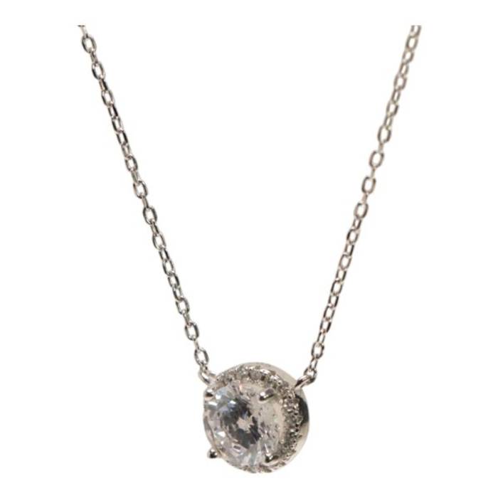 Elegant 92.5 Sterling Silver Cubic Zirconia Necklace Set - Sparkling Silver Chain Jewelry – Image 5