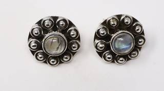 Elegant Sunflower 92.5 Sterling Silver Moonstone Stud Earrings - Stylish Jewelry for Every Occasion