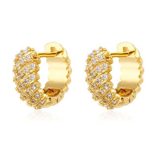 Gold Plated Small Hoops with Sparkling Cubic Zirconium - Elegant and Affordable!