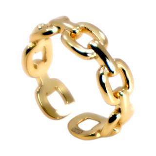 Stylish and Versatile: 18K Gold Plated Adjustable Chain Link Ring in Sterling Silver - Upgrade Your Look Now!