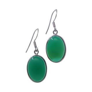 Discover the Allure of Green Onyx - Exquisite Oval Earrings for a Touch of Elegance