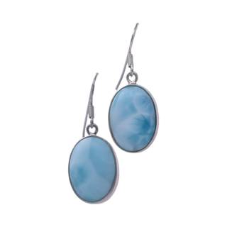 Luxurious Larimar Oval Earrings - Exquisite Handcrafted Jewelry for Effortless Elegance