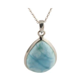 Tear Drop Shape Larimar Pendant - Handcrafted with Genuine Larimar Stone