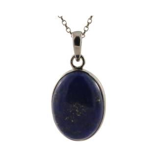 Effortlessly Chic: Lapis Lazuli Silver Oval Pendant for a Touch of Elegance