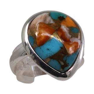 Stunning Tear Drop Shaped Oyster Copper Turquoise Ring: Unique Gemstone Beauty