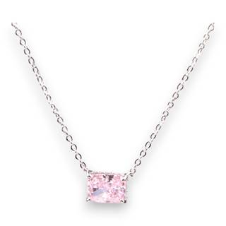 Pink Cubic Zirconia Pendant Necklace – White Gold Plated Sterling Silver Jewelry