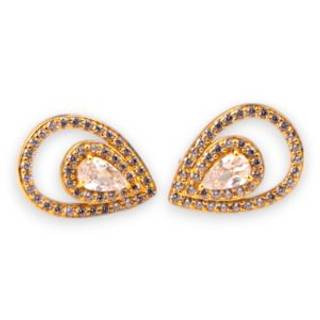 Stunning 18k Gold Plated Teardrop Stud Earrings with Clear Stone – Elegant Luxury Jewelry