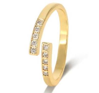 Cubic Zirconia Gold Plated Sterling Adjustable Silver Ring – Elegant Women's Jewelry for Gifts & Special Occasions