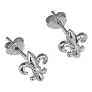 Fleur de Lys White Gold Plated Sterling Silver Stud Earrings – Elegant Women’s Jewelry Gift
