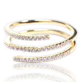 18K Gold Plated Sterling Silver Spiral Ring with Cubic Zirconia – Elegant Women's Jewelry