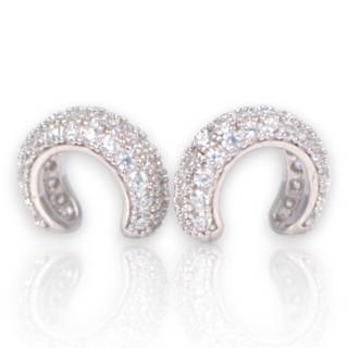Sterling Silver Cubic Zirconia Ear Clips – White Gold Plated Sparkling Ear Clips