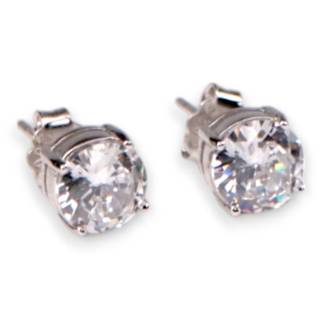 White Gold Plated Cubic Zirconia Stud Earrings – Sparkling Hypoallergenic Jewelry for Women