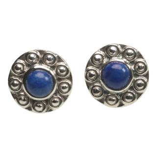 Handmade Sunflower Shape Lapis Lazuli Stud Earrings | 92.5 Sterling Silver Jewelry