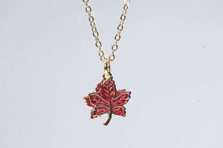 Red Brass Canadian Maple Leaf Pendant - Unique Autumn Jewelry