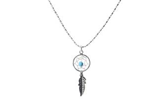 Sterling Silver Dreamcatcher Necklace with Feather - Handcrafted Boho Jewelry