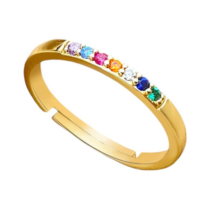 Enhance Your Style with a Gold Plated 92.5 Sterling Silver Ring Adorned with Color Stones - Adjustable and Exquisite! - Image 9