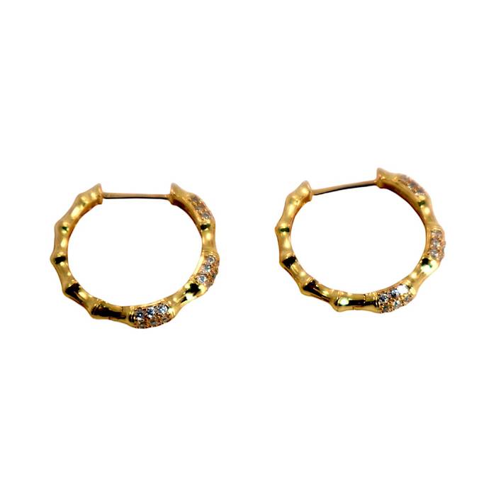 Sparkle Up Your Style with 18K Gold Plated Sterling Silver Cubic Zirconia Hoop Earrings - Image 2